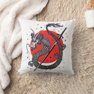 Dragon's Defiance: A Majestic Chinese Artwork Cushion