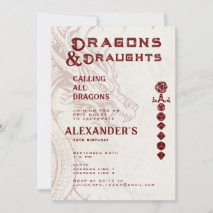 Dragons & Draughts Epic Celtic RPG Gamer Birthday Invitation