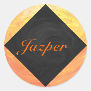 Dragons Eye Orange and Black Monogram Classic Round Sticker