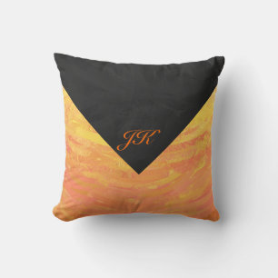 Dragons Eye Orange and Black Monogram Cushion