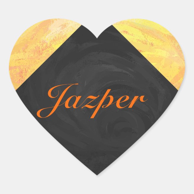 Dragons Eye Orange and Black Monogram Heart Sticker (Front)