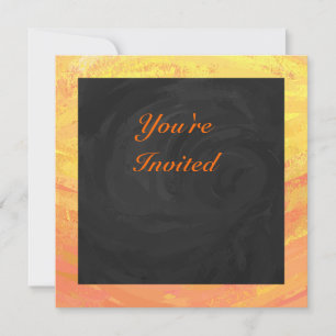 Dragons Eye Orange and Black Monogram Invitation