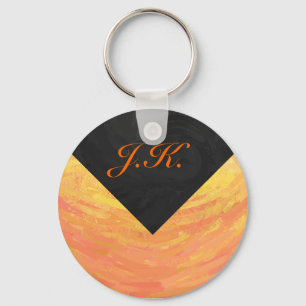 Dragons Eye Orange and Black Monogram Key Ring