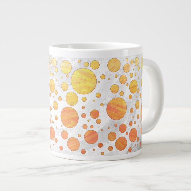 Dragons Eye Orange Polka Dot Pattern Large Coffee Mug (Front Right)