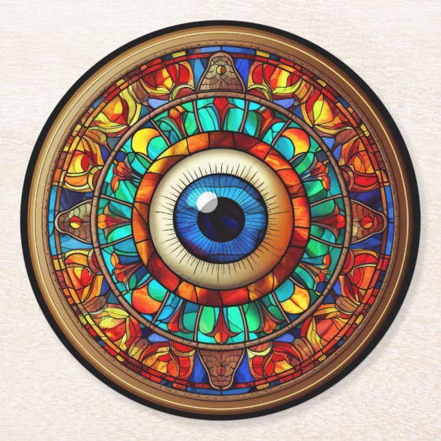 Dragon's Eye Round Paper Coaster (Front)