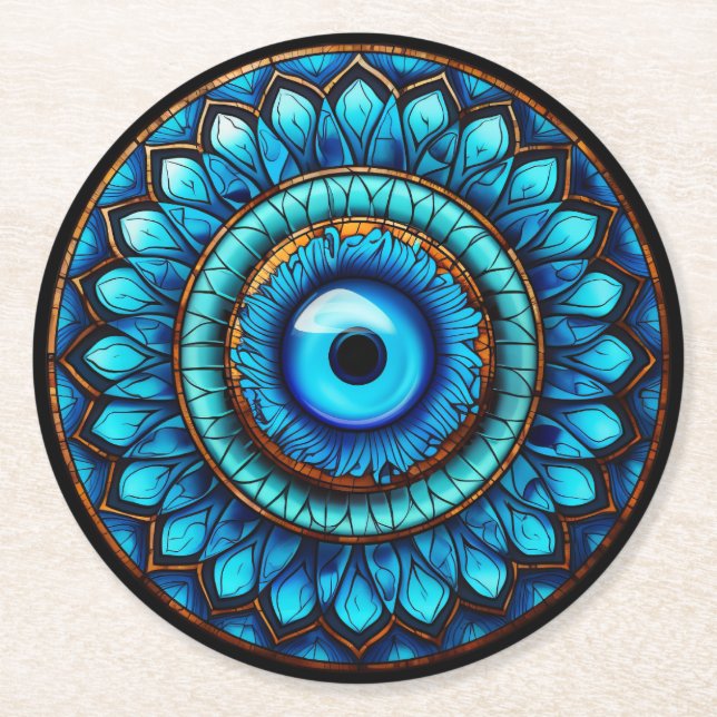 Dragon's Eye Round Paper Coaster (Front)