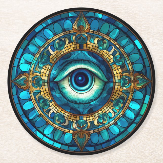 Dragon's Eye Round Paper Coaster (Front)