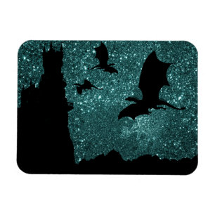 Dragons flying, Dawn/Dusk stary sky cliff castle Magnet