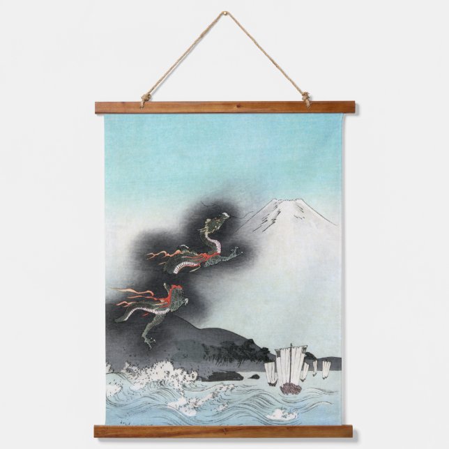 Dragon's Fury Sea Battle for Mount Fuji, Japan Hanging Tapestry (Front)