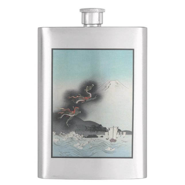 Dragon's Fury Sea Battle for Mount Fuji, Japan Hip Flask (Front)