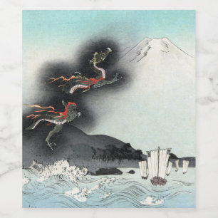 Dragon's Fury Sea Battle for Mount Fuji, Japan Wine Label