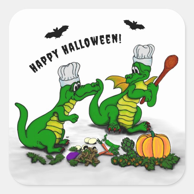 Dragons - Happy Halloween ! Today I will cook Square Sticker (Front)