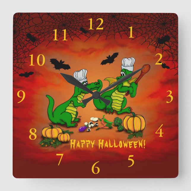Dragons - Happy Halloween ! Today I will cook Square Wall Clock (Front)