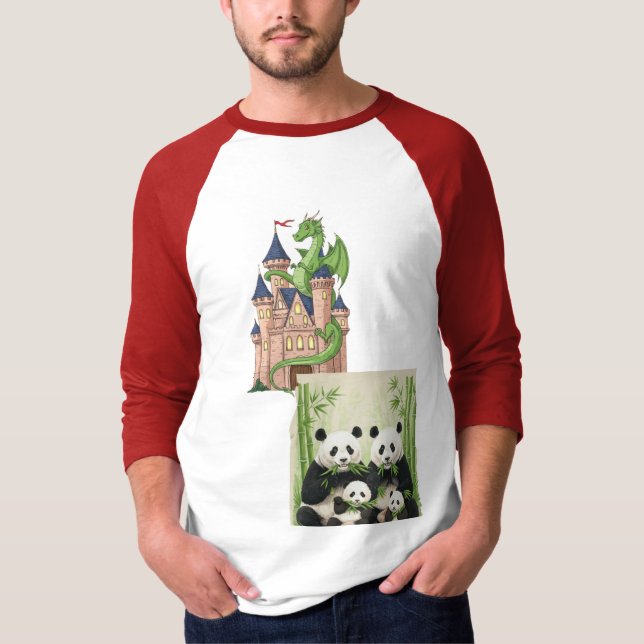 Dragon's Keep & panda family  T-Shirt (Front)