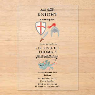 Dragons Knights Fairytale Mediaeval Castle Birthda Acrylic Invitations