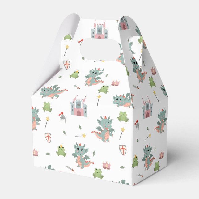 Dragons Knights Fairytale Mediaeval Castle Favour Box (Front Side)