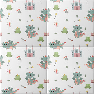 Dragons Knights Fairytale Mediaeval Castle Nursery Ceramic Tile