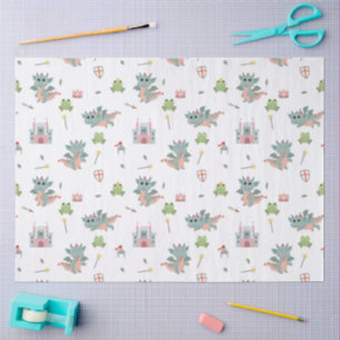 Dragons Knights Fairytale Mediaeval Castle Tissue Paper
