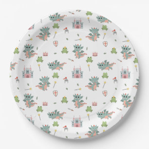 Dragons Knights Fairytale Medieval Castle Paper Plate