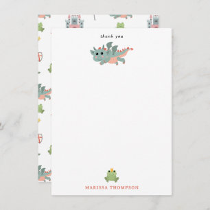 Dragons Knights Fairytale Medieval Castle Thank You Card