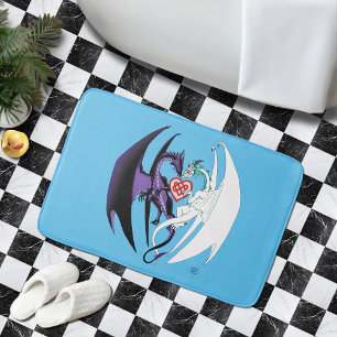 Dragons Love Heart Blue Bath Mat
