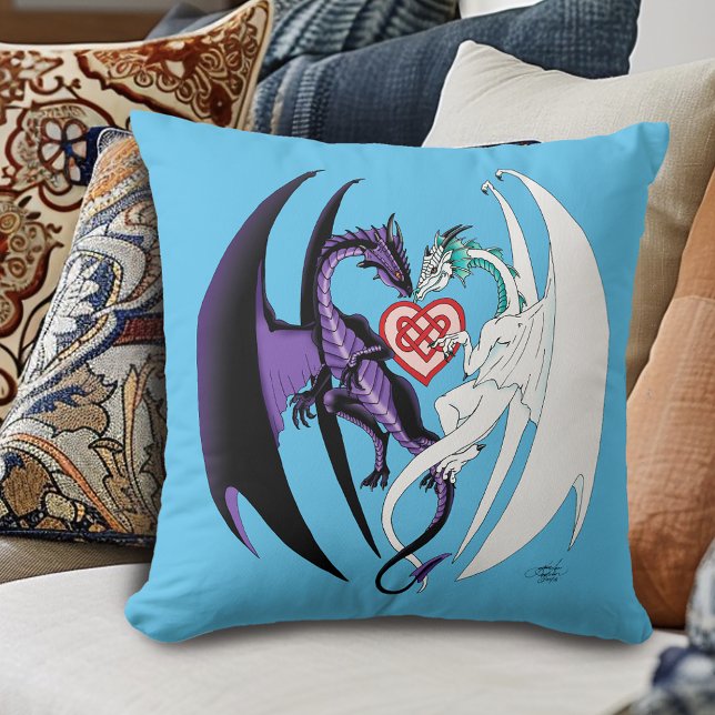Dragons Love Heart Blue Cushion (Creator Uploaded)