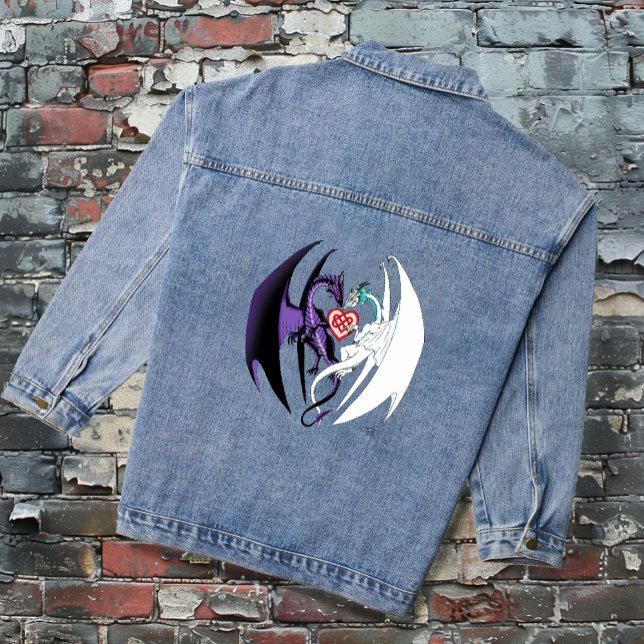 Dragons Love Heart Blue Denim Jacket (Creator Uploaded)