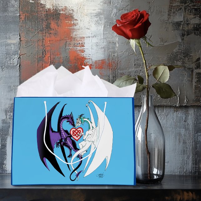 Dragons Love Heart Blue Large Gift Bag (Creator Uploaded)