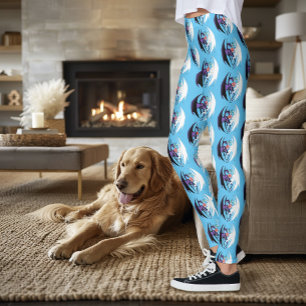 Dragons Love Heart Blue Leggings