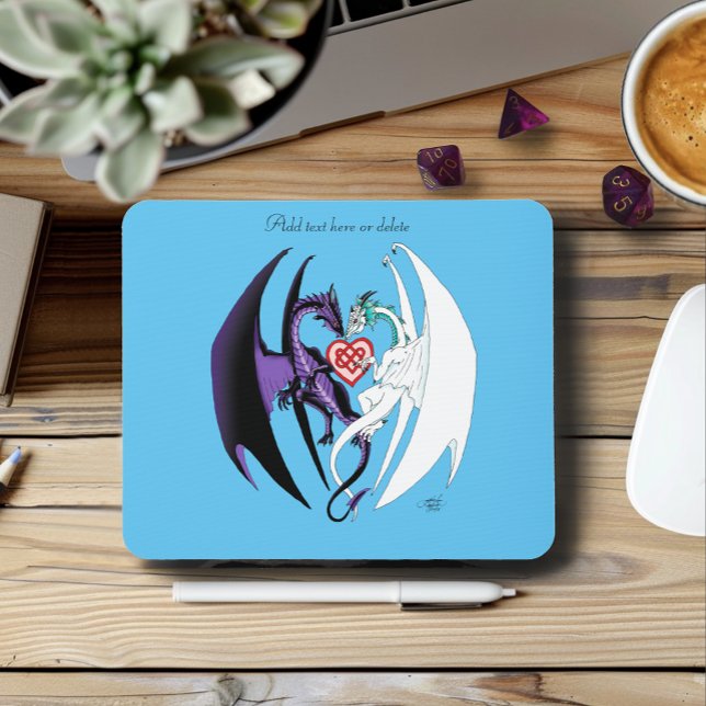 Dragons Love Heart Blue Mouse Pad (Creator Uploaded)