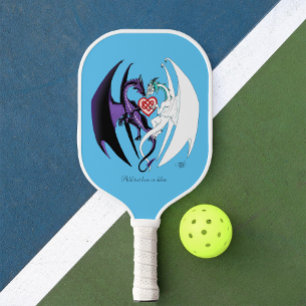 Dragons Love Hearts Blue Pickleball Paddle