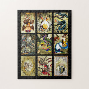 Dragons Maiden Knights Fantasy fairytale Art Jigsaw Puzzle