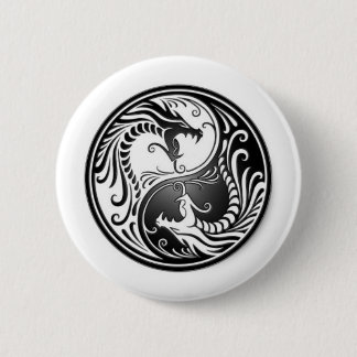 dragons of yin yang 6 cm round badge