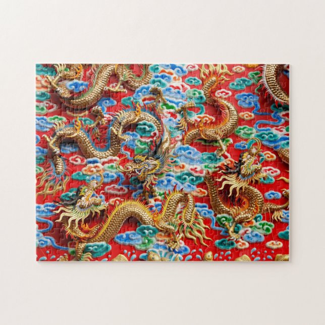 Dragons on temple jigsaw puzzle (Horizontal)