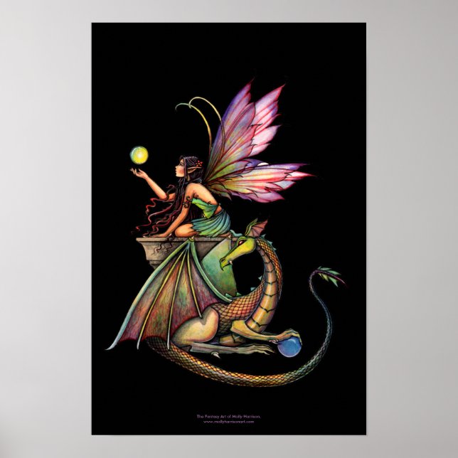 Dragon's Orbs Gothic Fairy Dragon Poster (Front)
