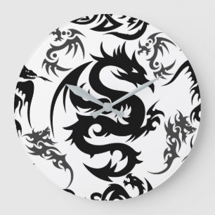 Dragons outline pattern 05.b.DOLP01 Large Clock