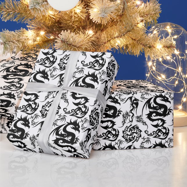Dragons outline pattern 05.b.DOLP01 Wrapping Paper (Holidays)