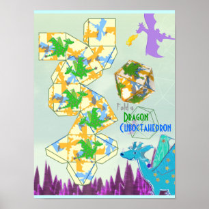 Dragons Pattern Fold a Cuboctahedron Poster