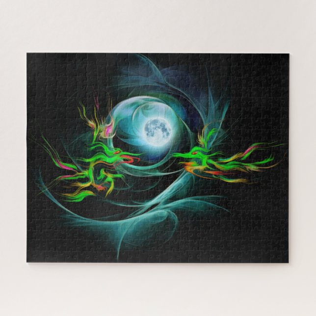 Dragons playing with the Moon Jigsaw Puzzle (Horizontal)