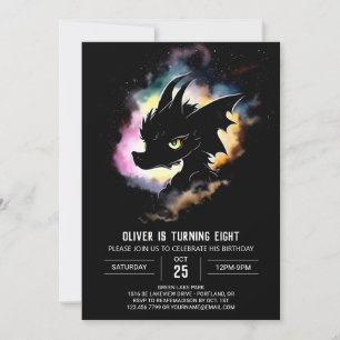 Dragon's Watercolor Dreamy Birthday Invitation