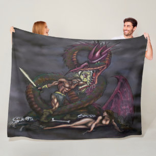 Dragonslayer Fantasy Art Fleece Blanket