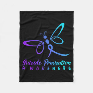 Dragoy Prevention Awareness Pink And Teal Ribbon Fleece Blanket
