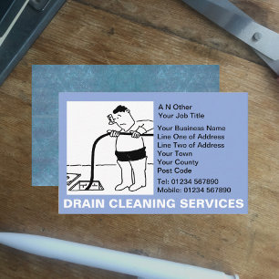 Drain Cleaning Services Cartoon Business Card