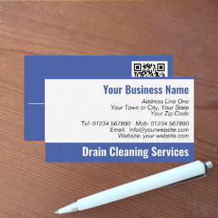 Drain Cleaning Services QR Code Business Card