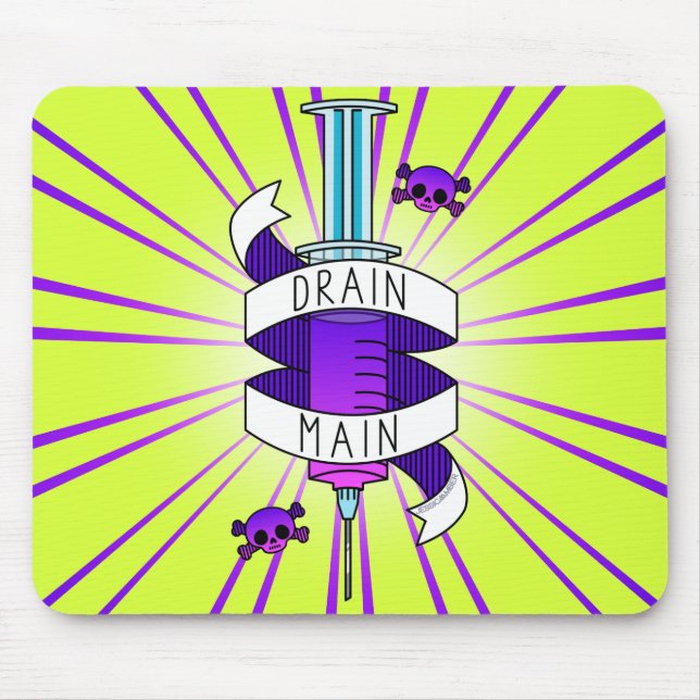 Drain Main Gamer Purple Green Syringe Mouse Pad (Front)