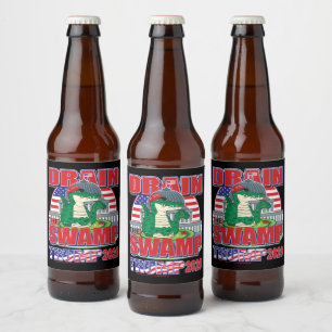 Drain The Swamp - Trump 2020 Beer Bottle Label