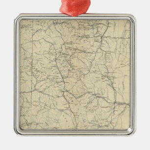 Drainage Map of Colorado Metal Tree Decoration