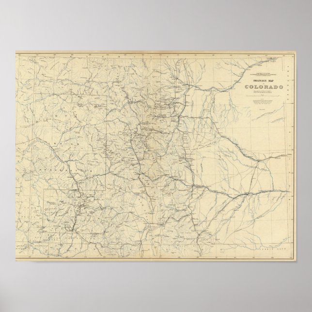 Drainage Map of Colorado Poster (Front)