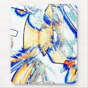 Drained ink no, image with orange and blue stain mouse pad