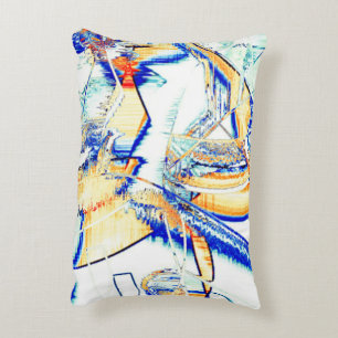Drained ink no, image with orange, blue cyan spots decorative cushion